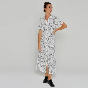 Maelle Polka Dot Dress in White