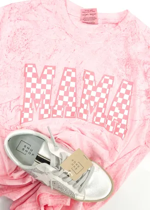 Mama Checkered Hibiscus Tee