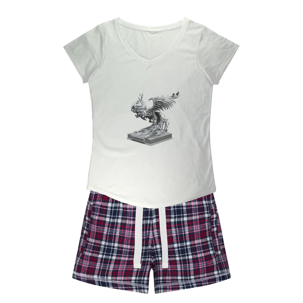 Merciless the Flaming SkyBird Women's Sleepy Tee and Flannel Short