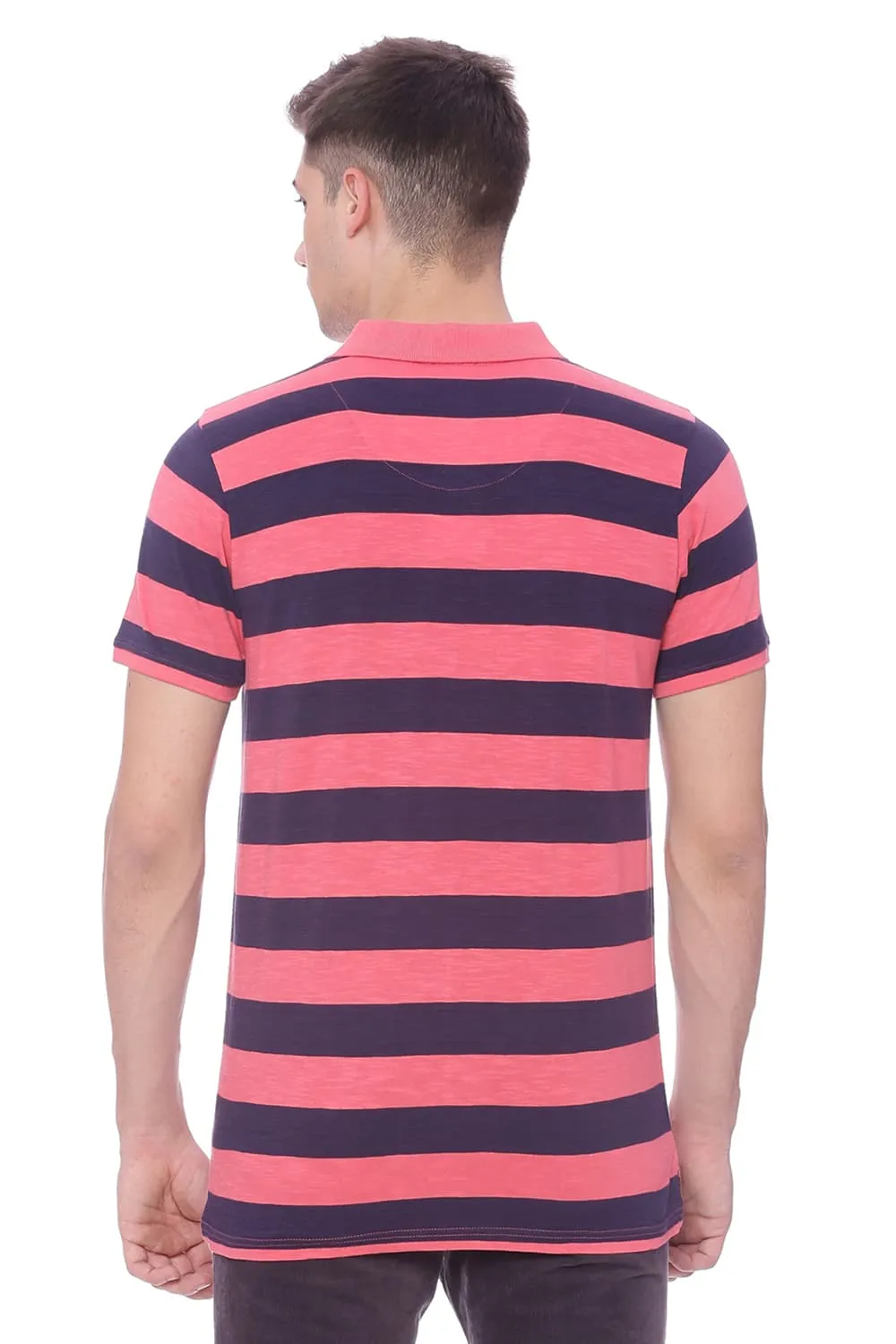 Muscle Fit Striped Rugby Polo T Shirt