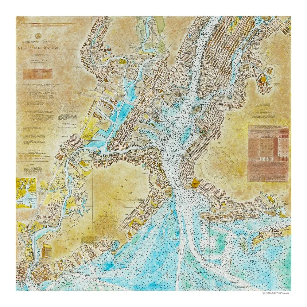 [new york harbor nautical chart][limited edition print by seth b minkin]