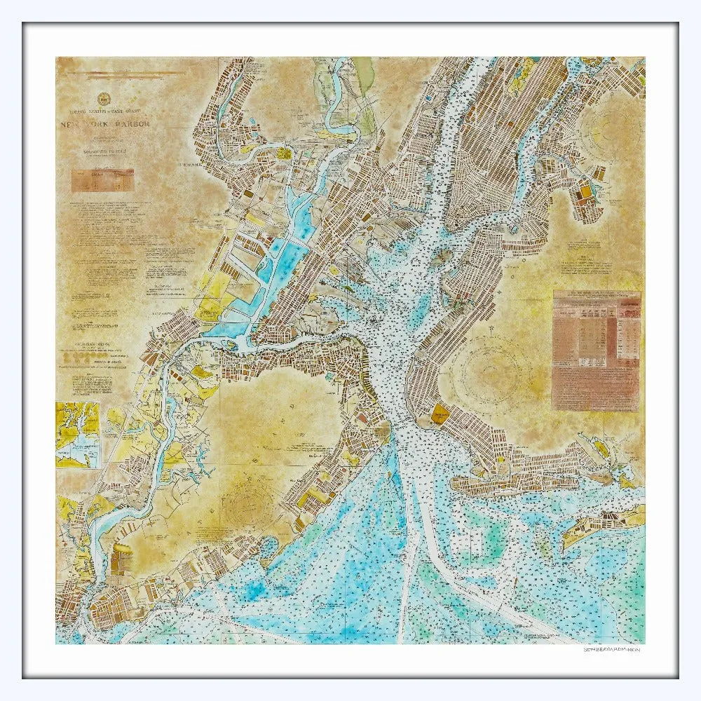 [new york harbor nautical chart][limited edition print by seth b minkin]