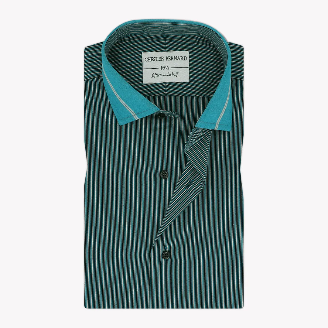 Ocean Green Casual Shirt With Fancy Stripes OL-202