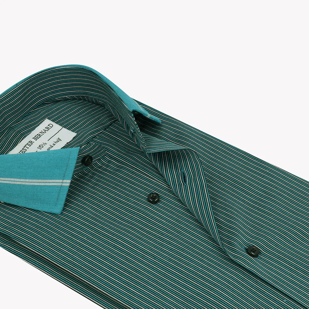 Ocean Green Casual Shirt With Fancy Stripes OL-202