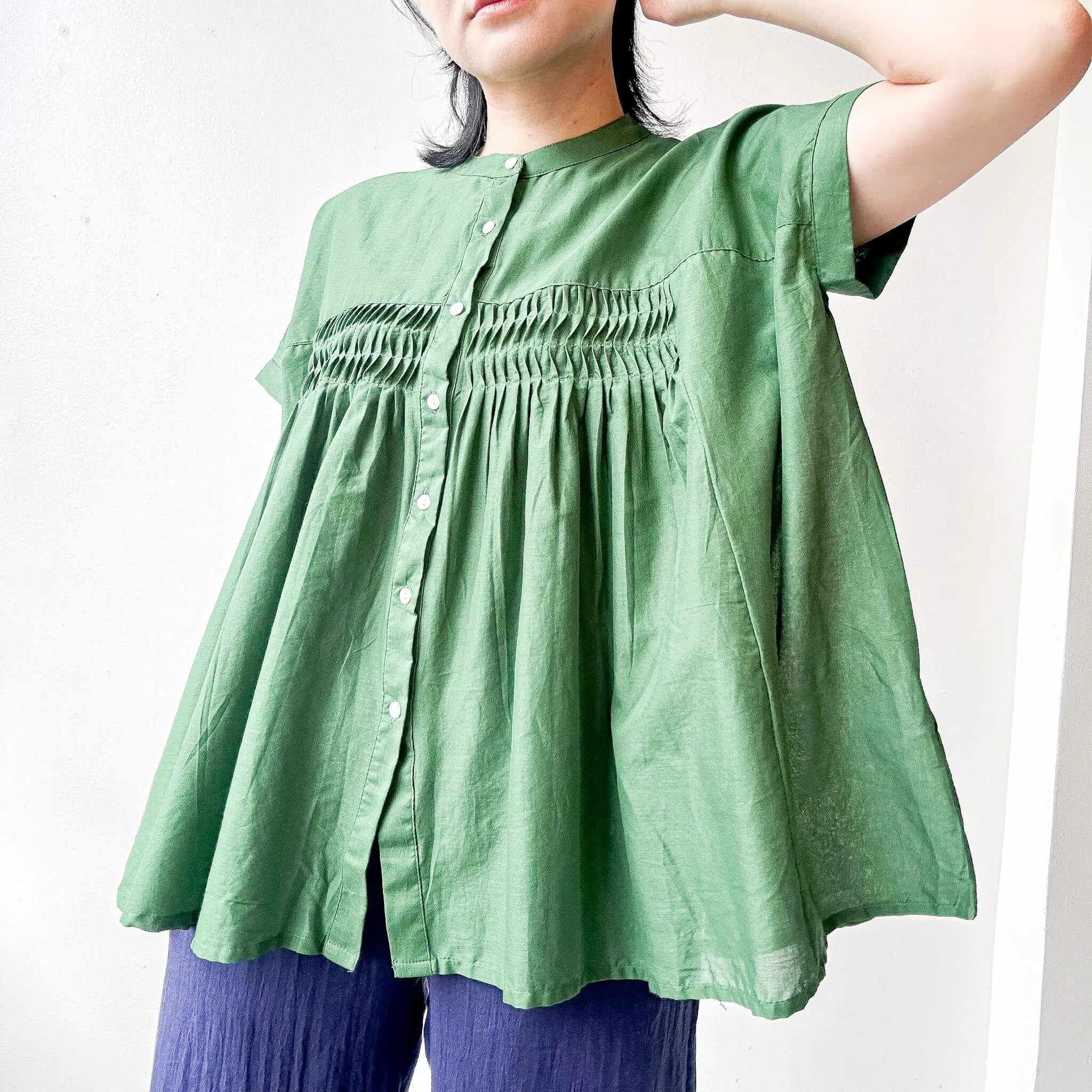 OPTIM | Cotton Gathered Blouse