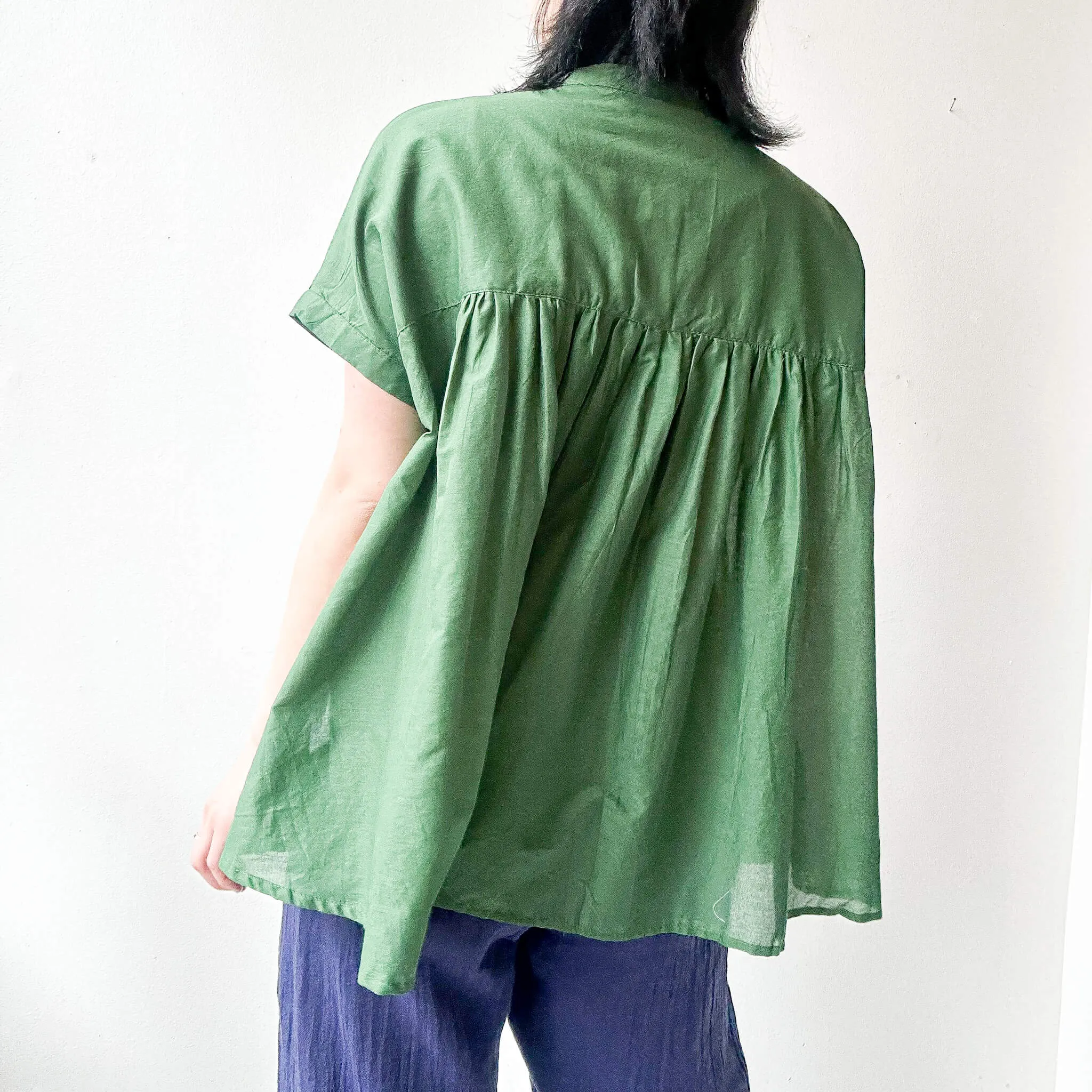 OPTIM | Cotton Gathered Blouse