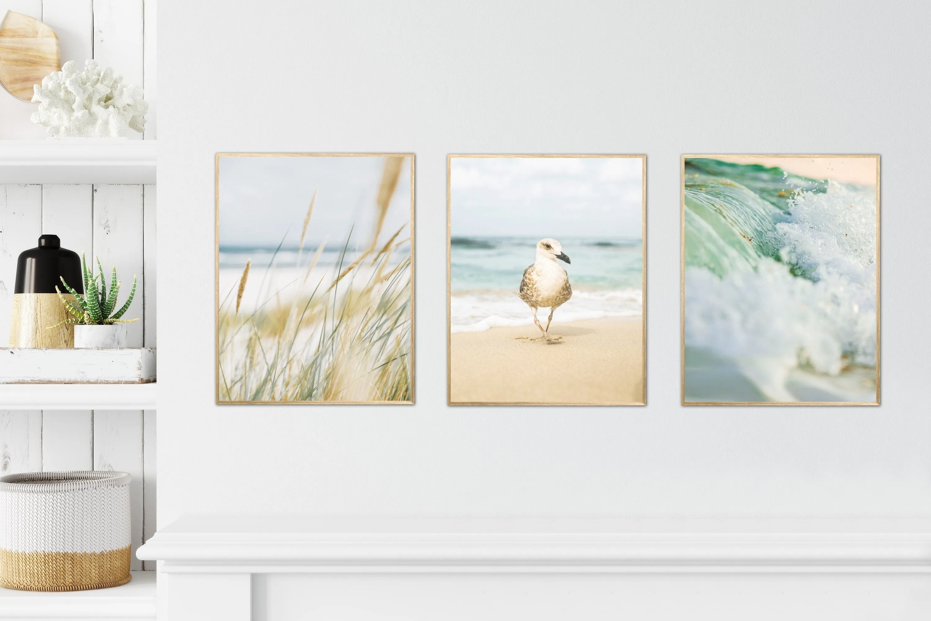 Pastel Beach Print Set Of 3 Prints INSTANT DOWNLOAD Art Prints, Wave Poster, Beach Scene Art, Pastel Wall Art, Beach Decor, Coastal Wall Art