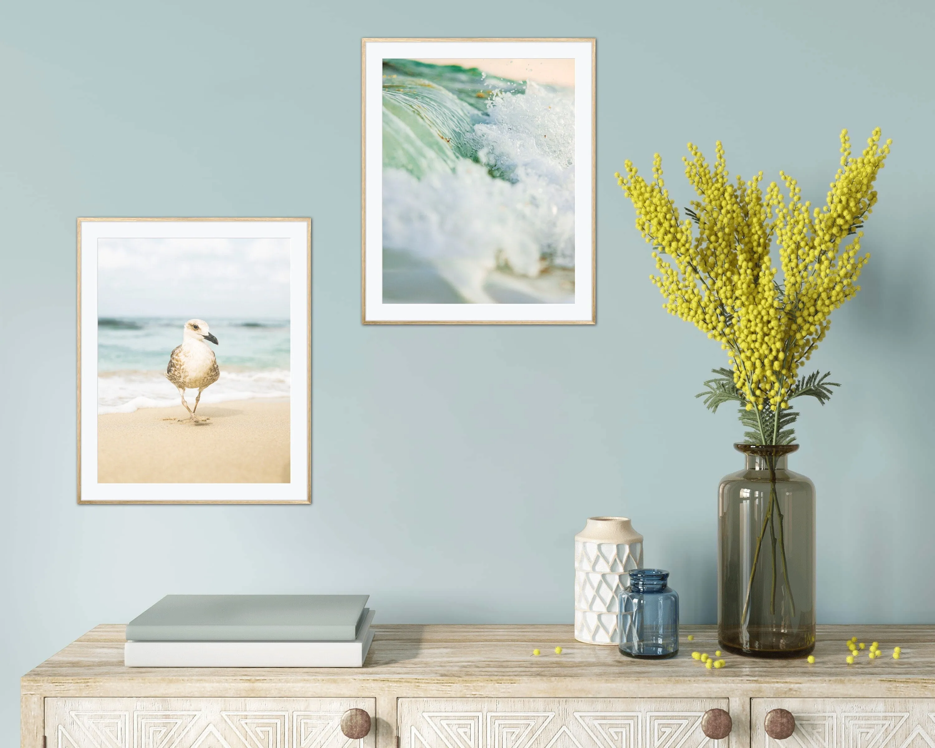 Pastel Beach Print Set Of 3 Prints INSTANT DOWNLOAD Art Prints, Wave Poster, Beach Scene Art, Pastel Wall Art, Beach Decor, Coastal Wall Art