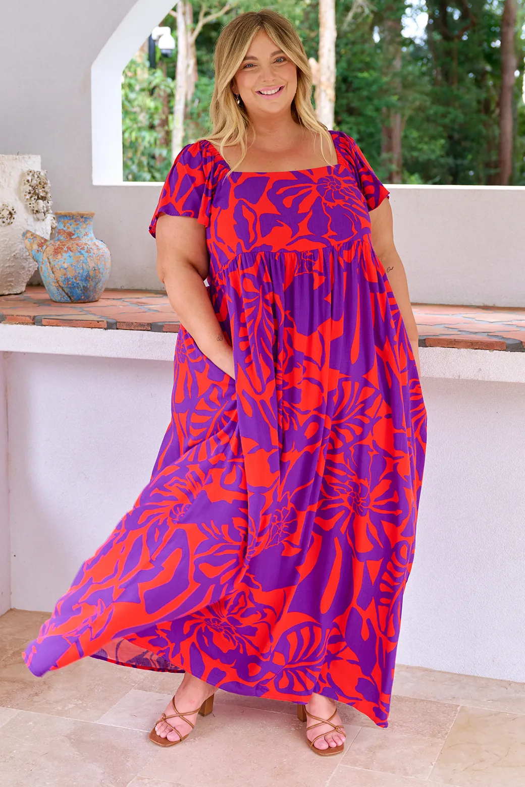 Peaches Maxi Dress Maya Print Purple