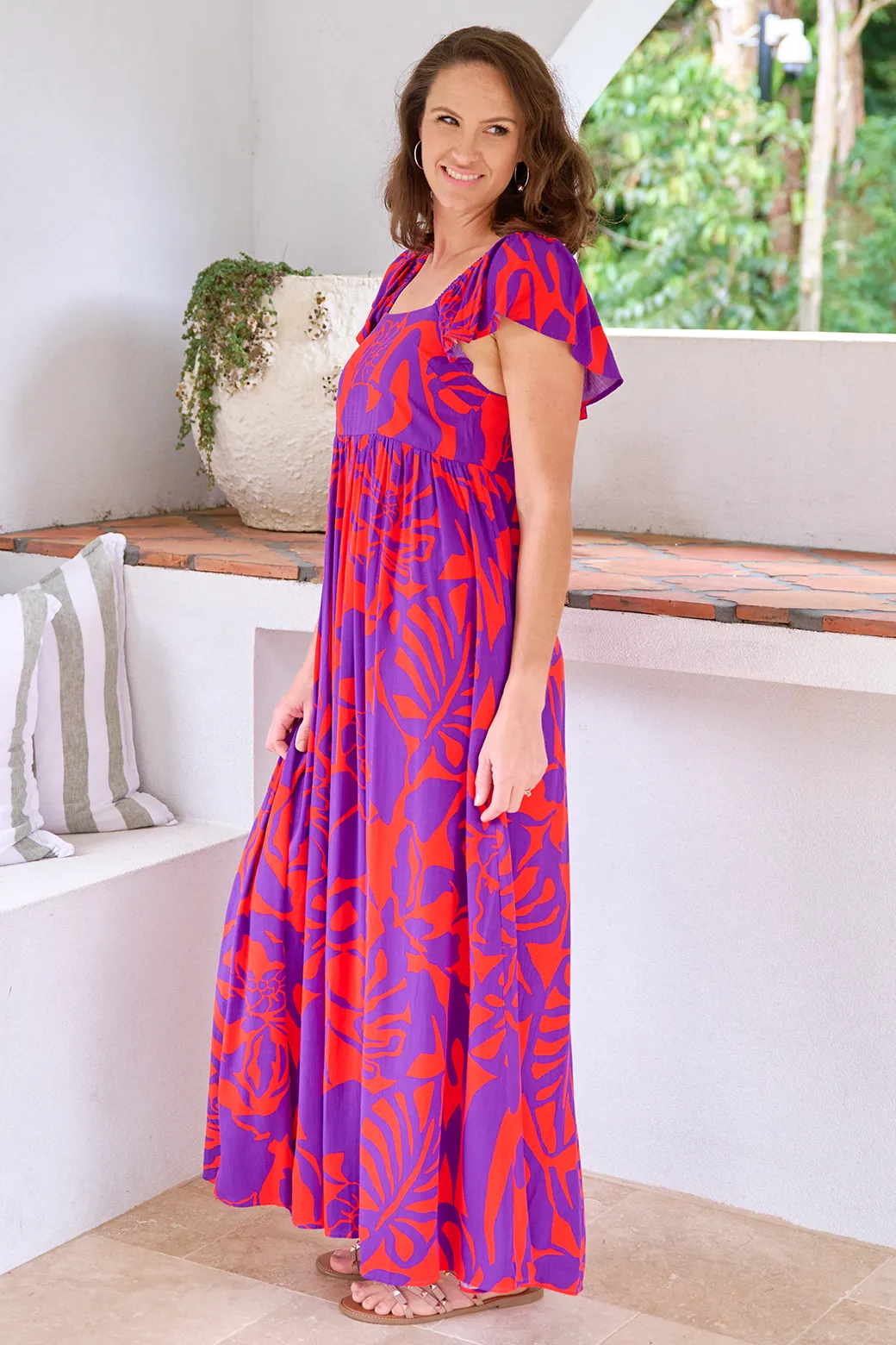 Peaches Maxi Dress Maya Print Purple