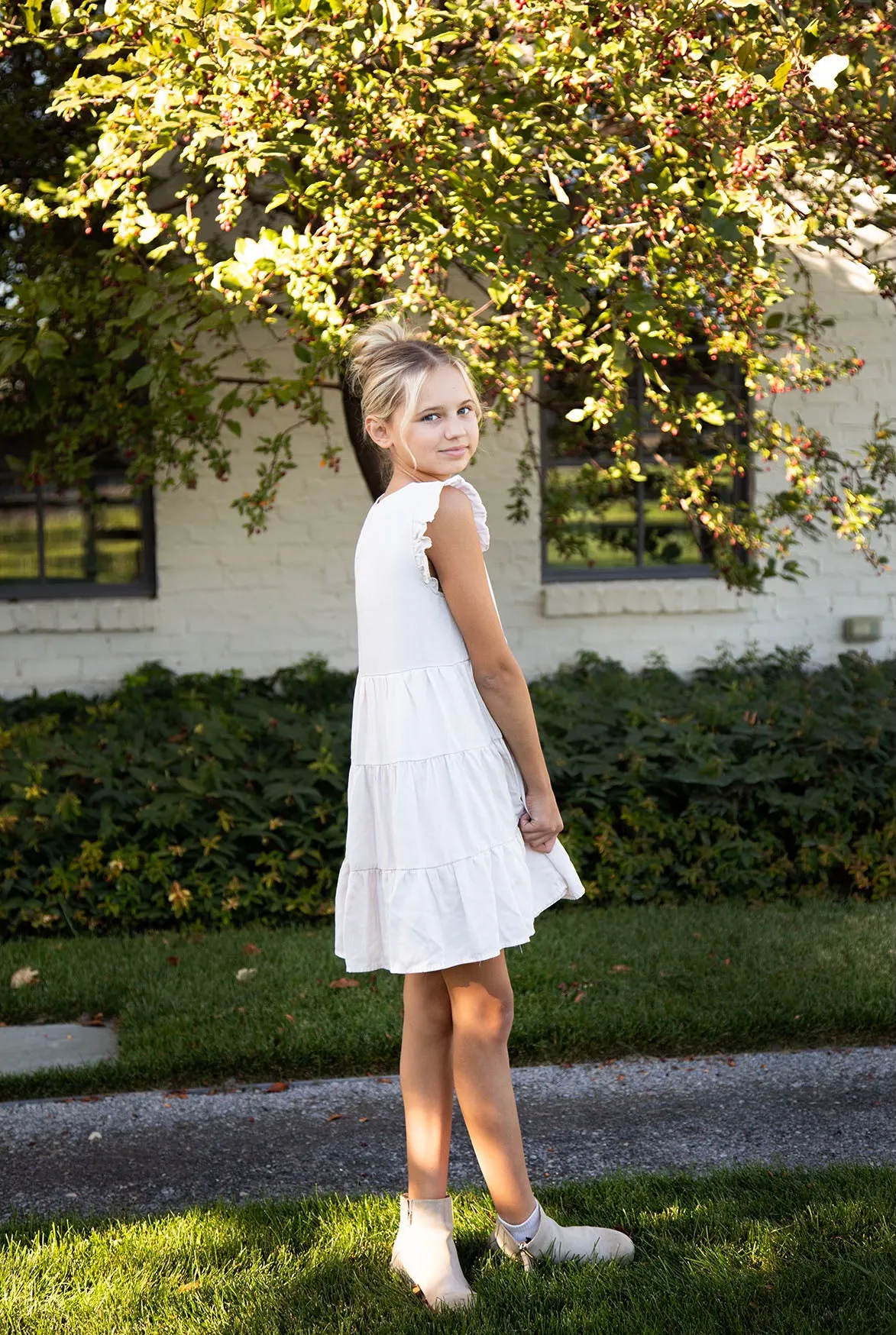 Perri Girls Button Down Tiered Dress