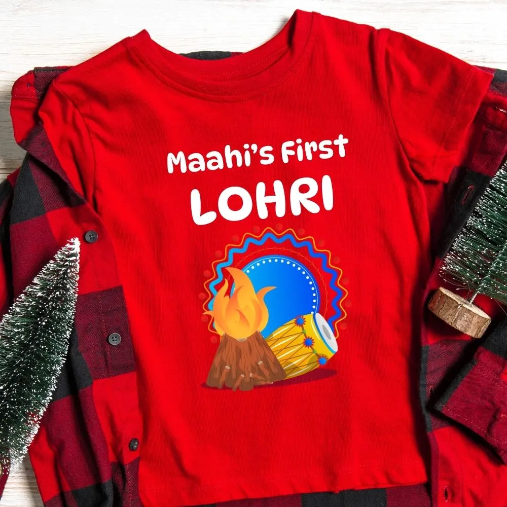 Personalized First Lohri Onesie/ T-Shirt/ Hoodie for Baby Boys & Baby Girls