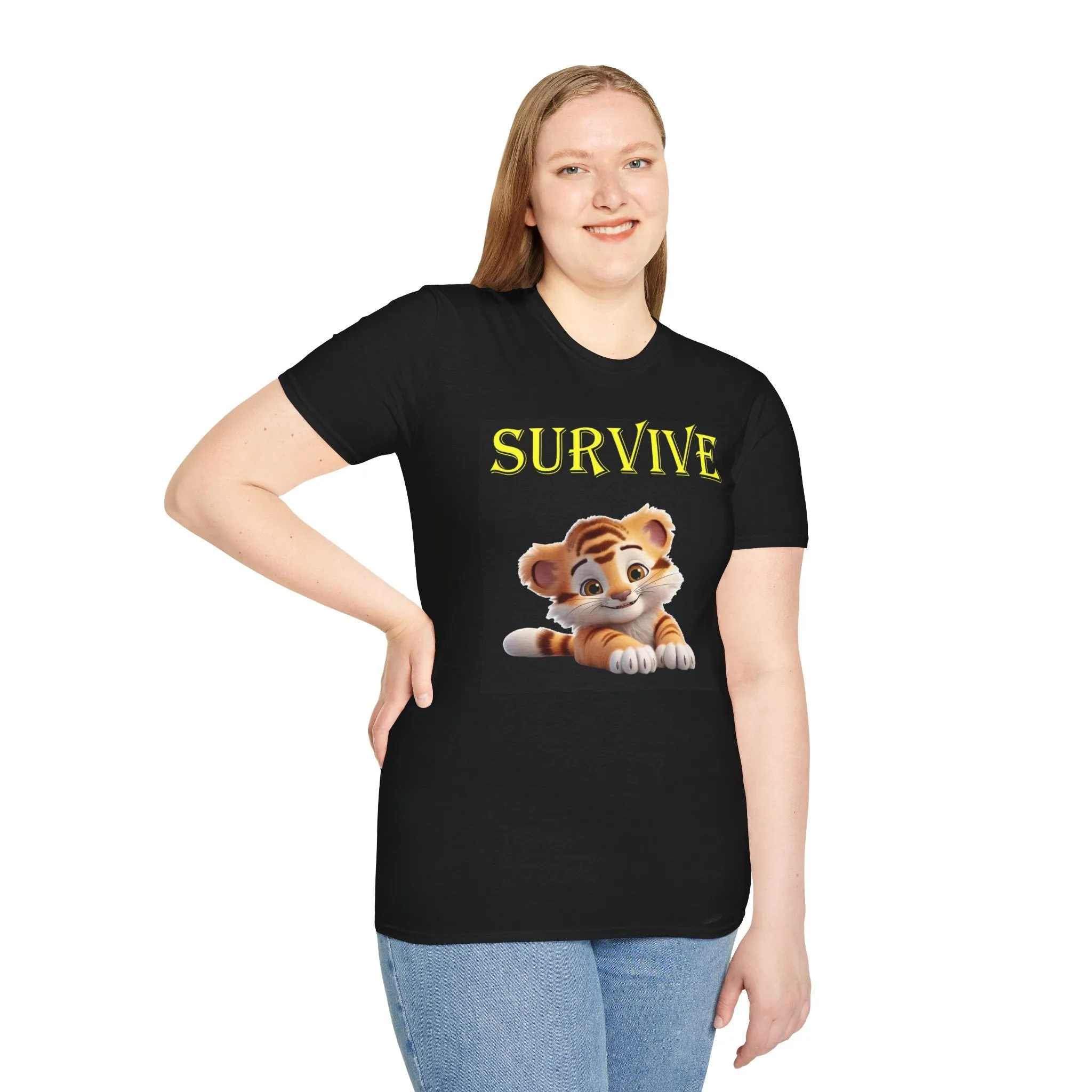 Princess Grace  Survive Tiger Unisex Softstyle T-Shirt  Cute Animal Graphic Tee