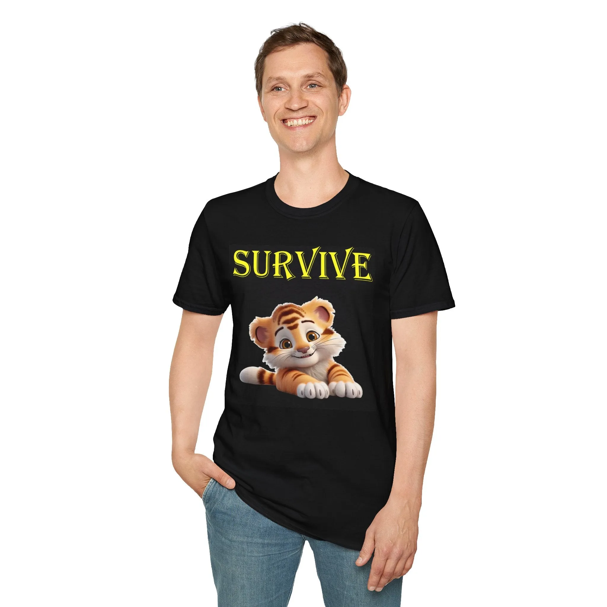 Princess Grace  Survive Tiger Unisex Softstyle T-Shirt  Cute Animal Graphic Tee