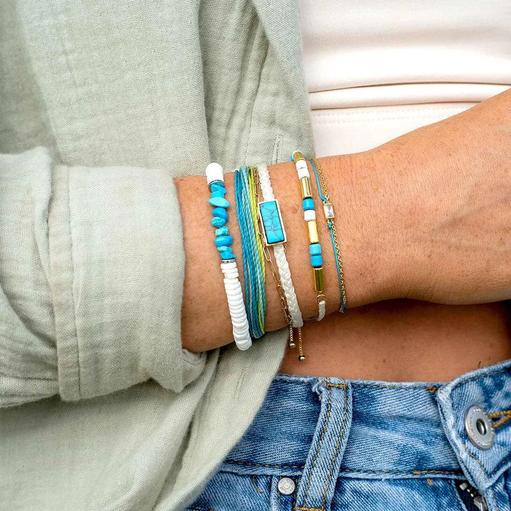 Pura Vida Puka Shell & Turquoise Chip Bracelet