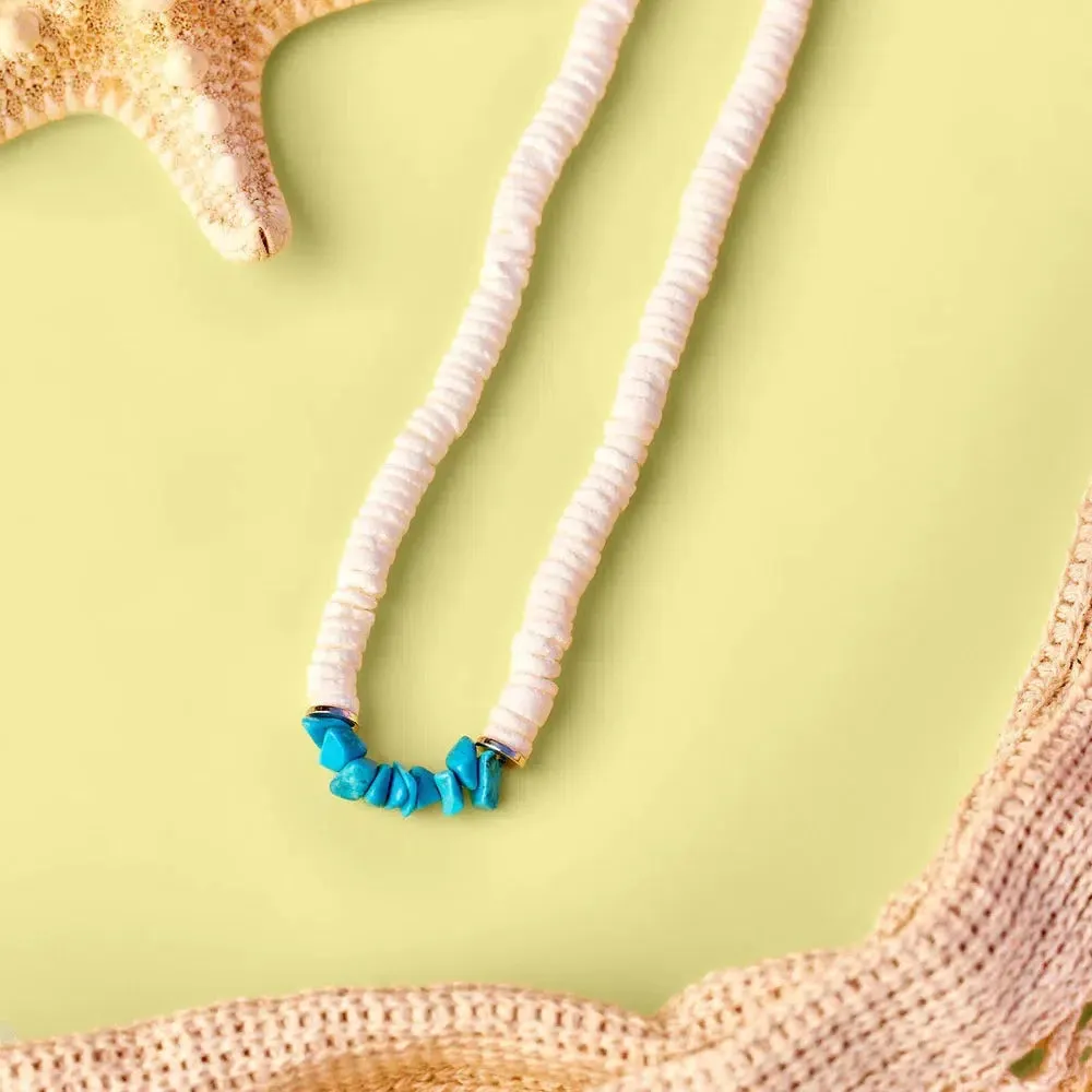 Pura Vida Puka Shell & Turquoise Chip Choker