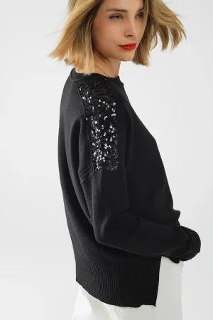 Q2 Sequin Shoulder Sweater