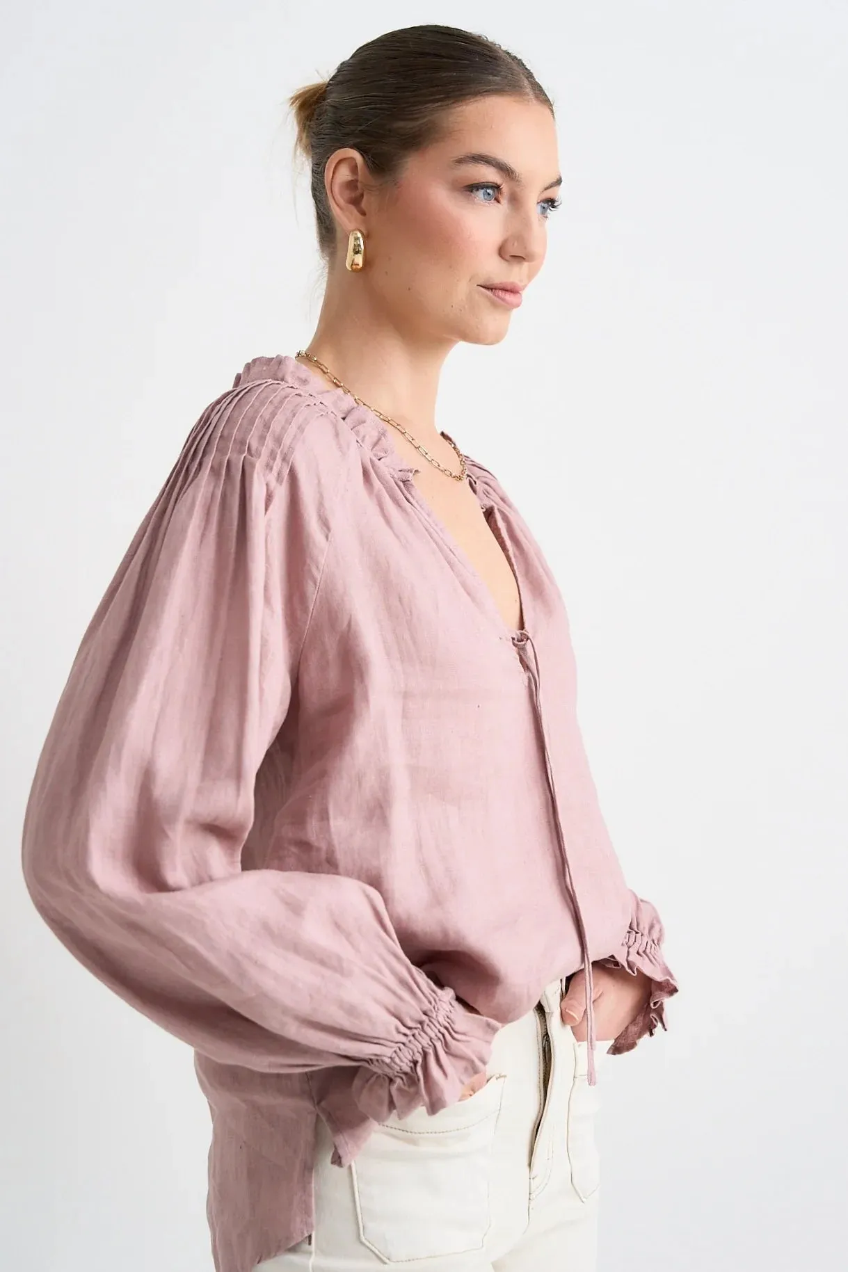 RE:Union Birch LInen Shirt in Pink Clay