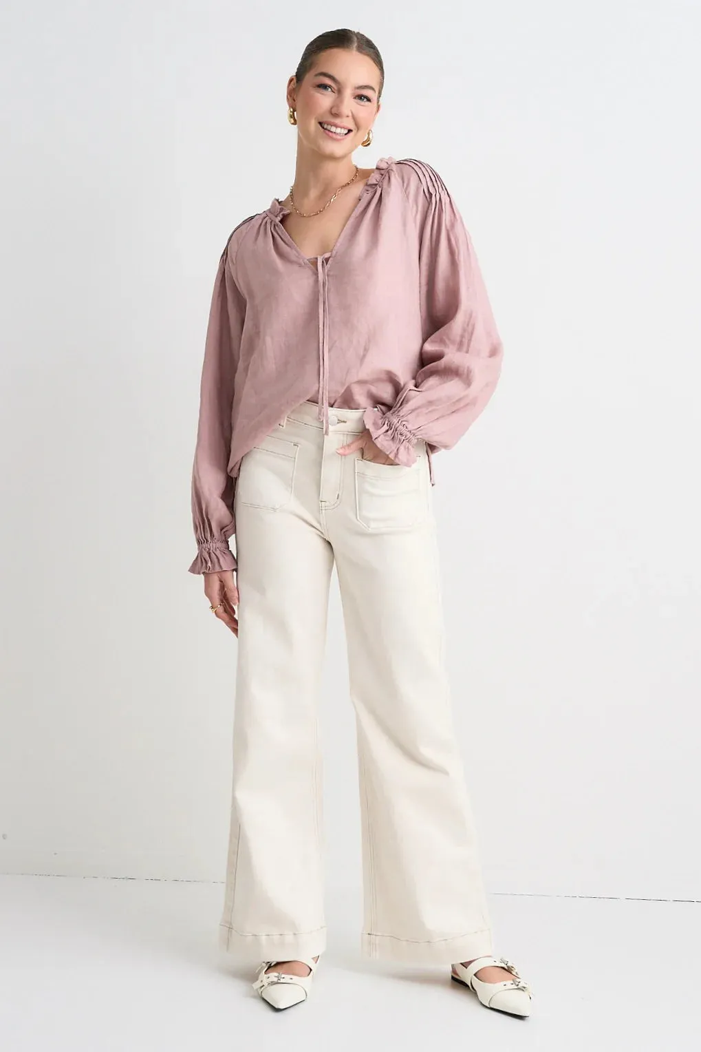 RE:Union Birch LInen Shirt in Pink Clay