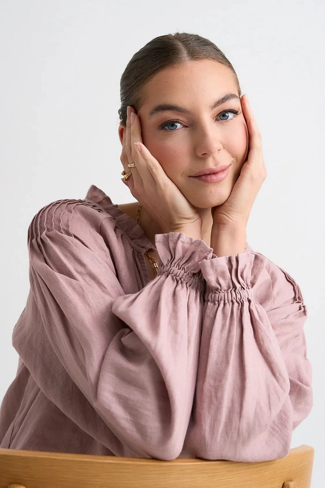 RE:Union Birch LInen Shirt in Pink Clay