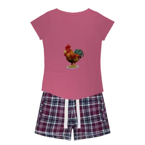 Rooster Women's Sleepy Tee and Flannel Short