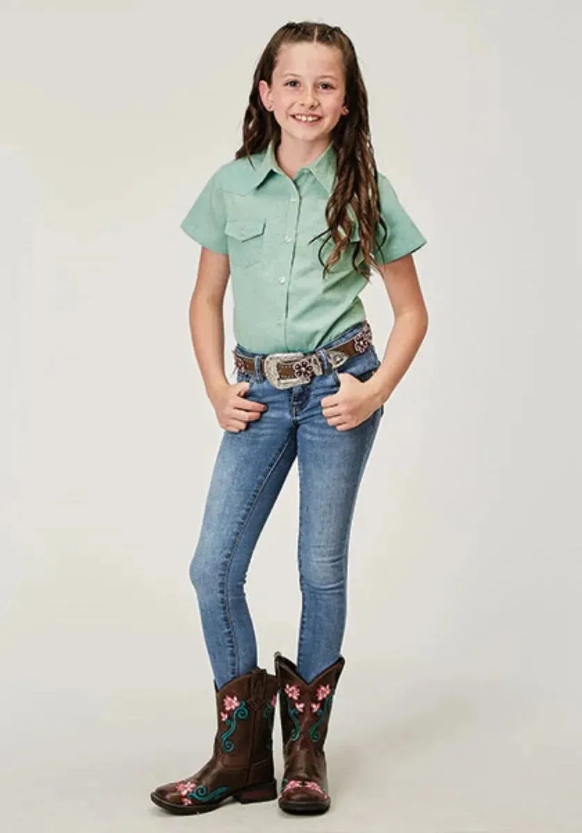 Roper Five Star Girls (Blue) - Girl's Western Snap Shirts