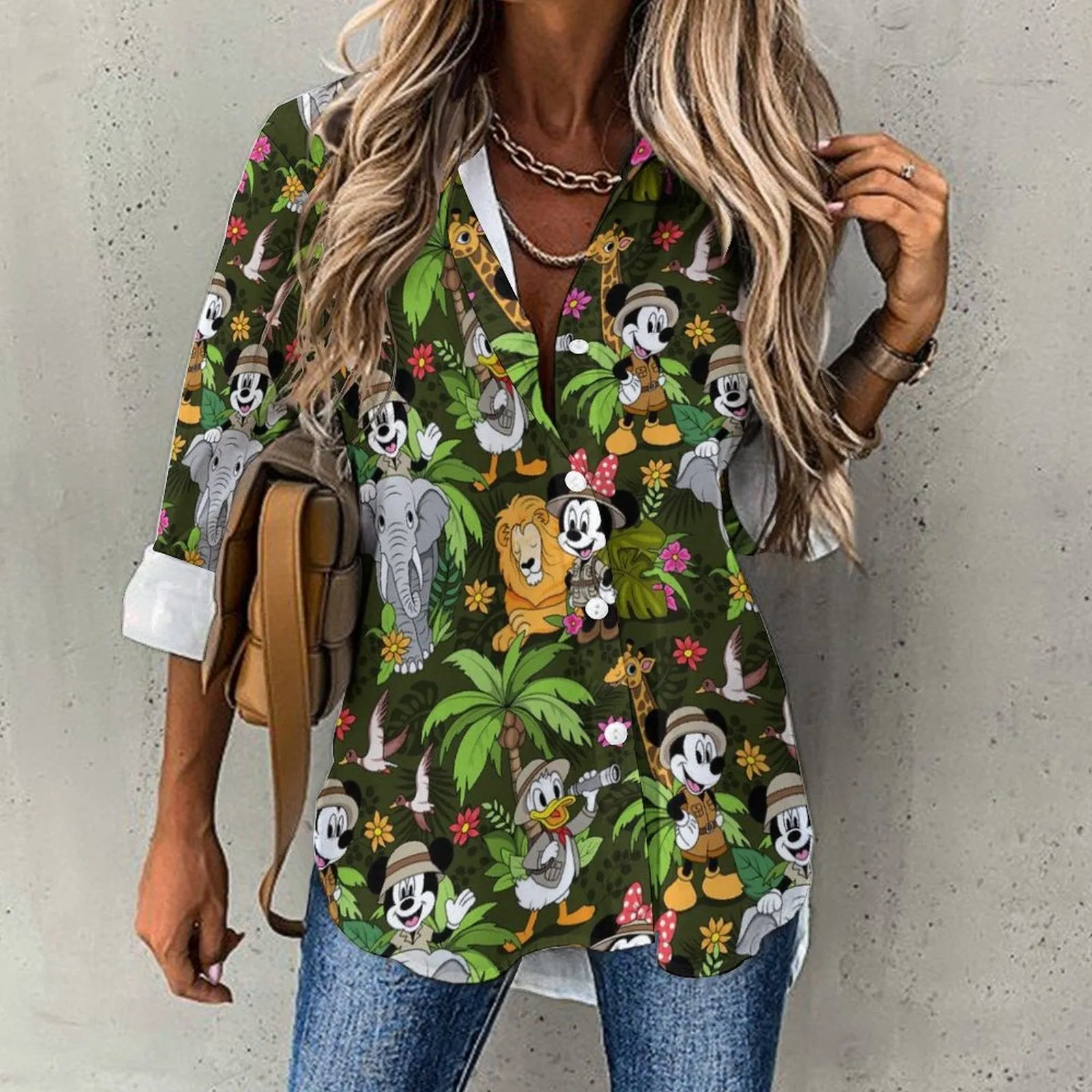 Safari Long Sleeve Button Up Blouse