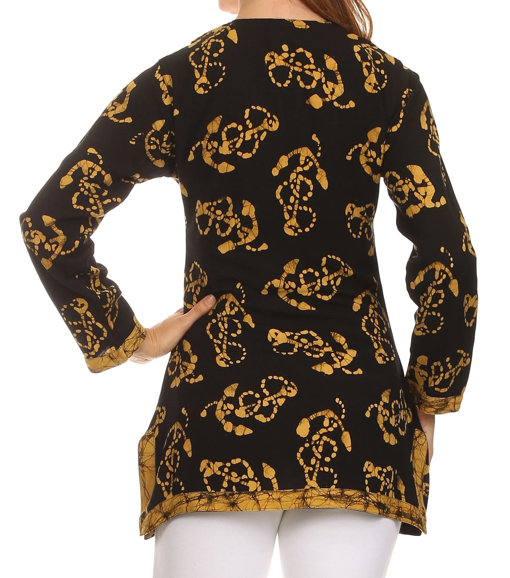 Sakkas Callie Anchor Long Sleeve Cotton Tunic Blouse