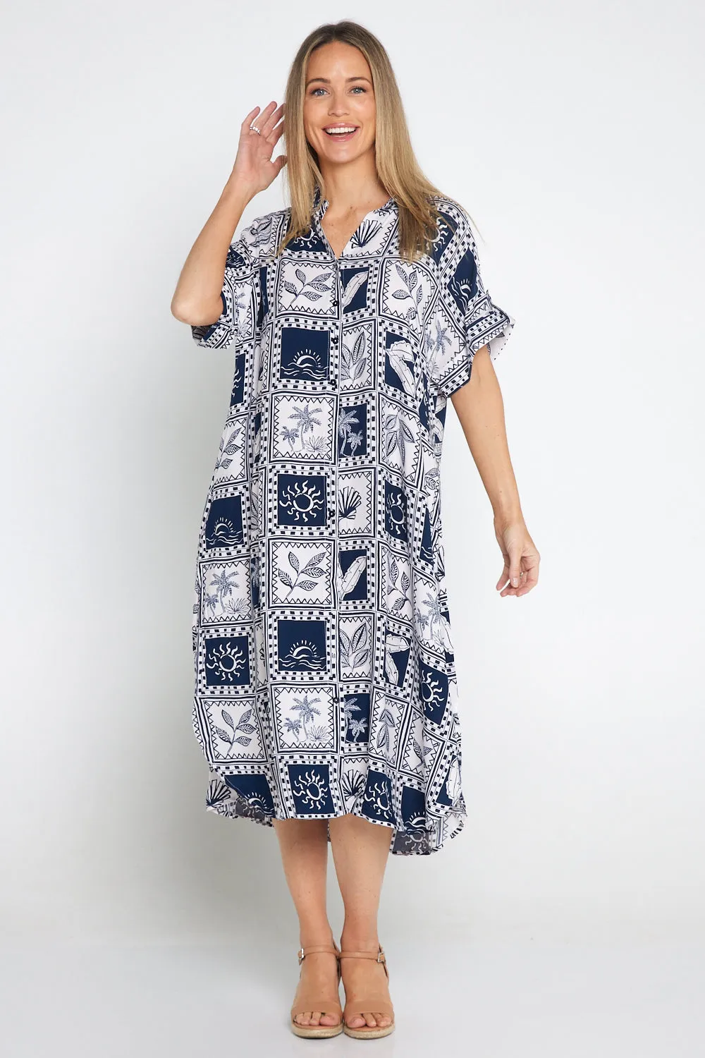 Seabreeze Dress - Navy/White Postcard