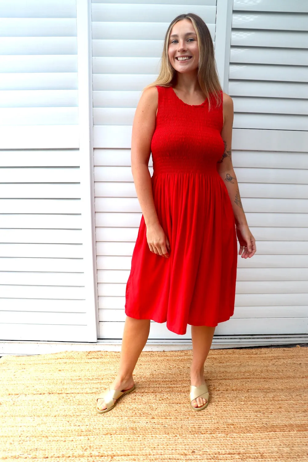 Sicily Summer Dress in Red