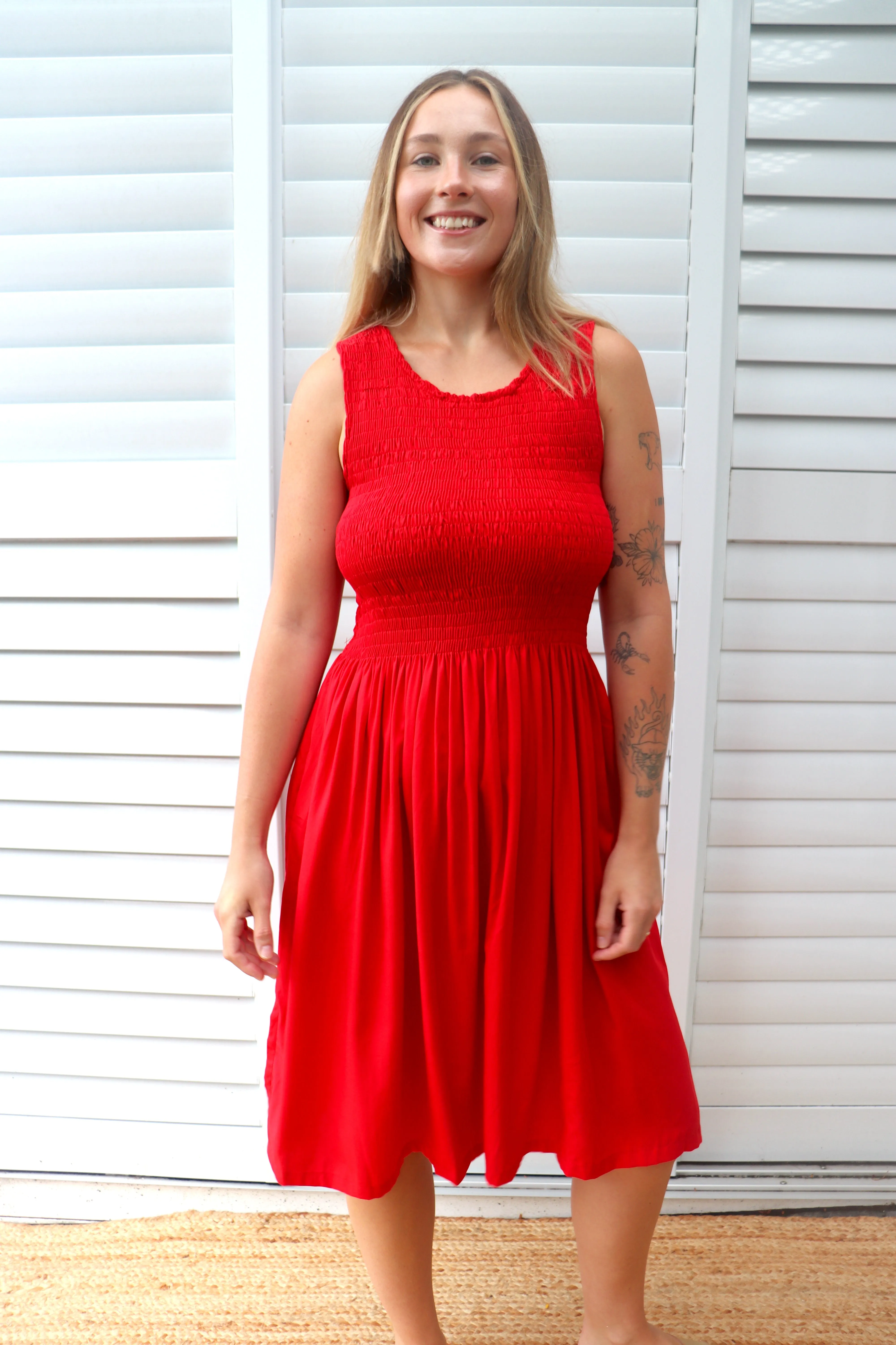 Sicily Summer Dress in Red