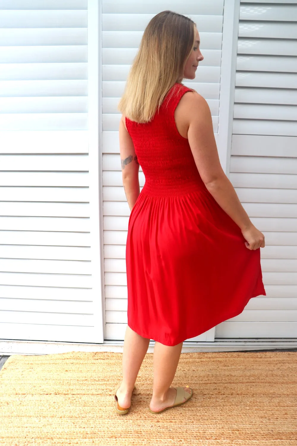 Sicily Summer Dress in Red