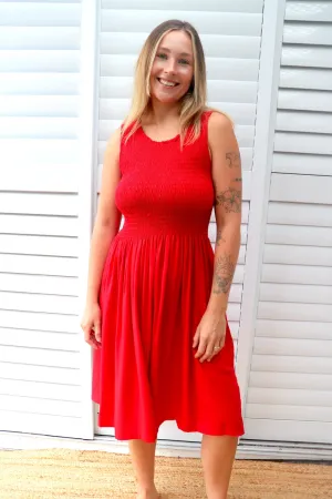 Sicily Summer Dress in Red