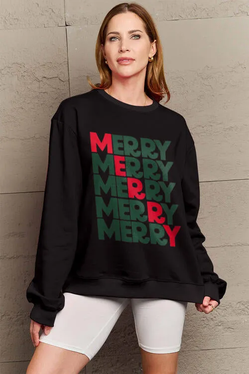 Simply Love Full Size MERRY Long Sleeve Sweatshirt