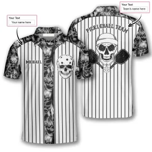 Skull Vertical Stripes Custom Pickleball Shirts for Men