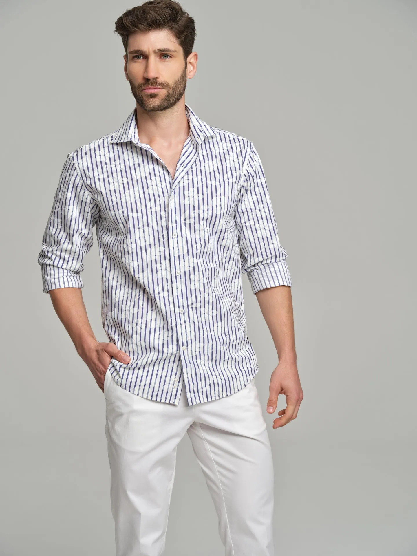 Slim fit Resort printed organic cotton casual shirt