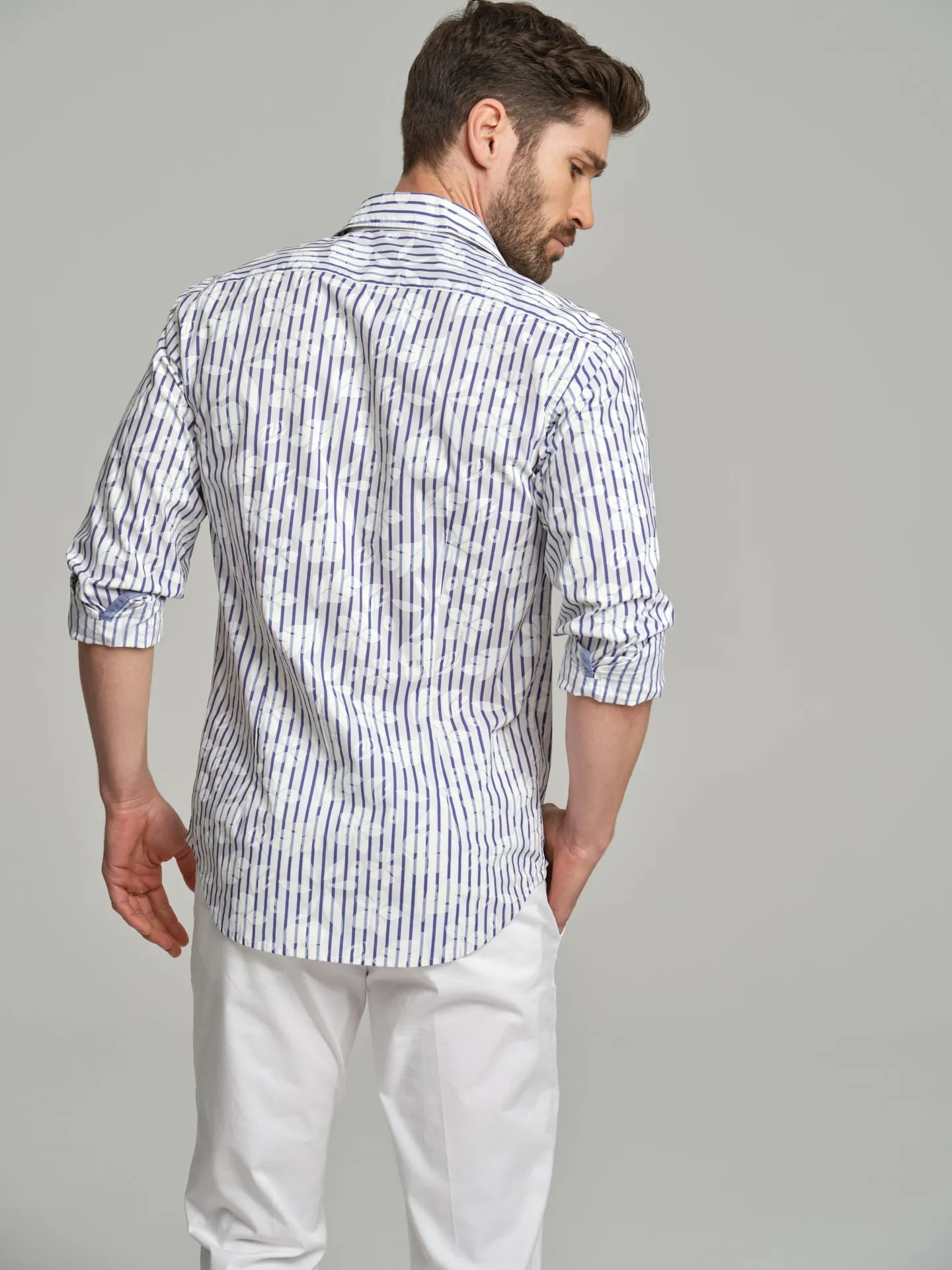 Slim fit Resort printed organic cotton casual shirt