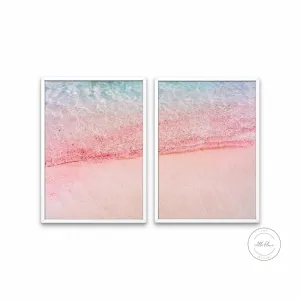 Split Pink Sand Beach Two Piece Wall Art INSTANT DOWNLOAD Art Prints, Coastal Decor, Ocean Waves Print, Beach Photography, Multi Panel Wall Art