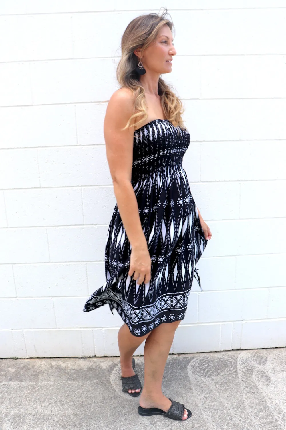 Strapless Beach Dress/Skirt in Black Diamond