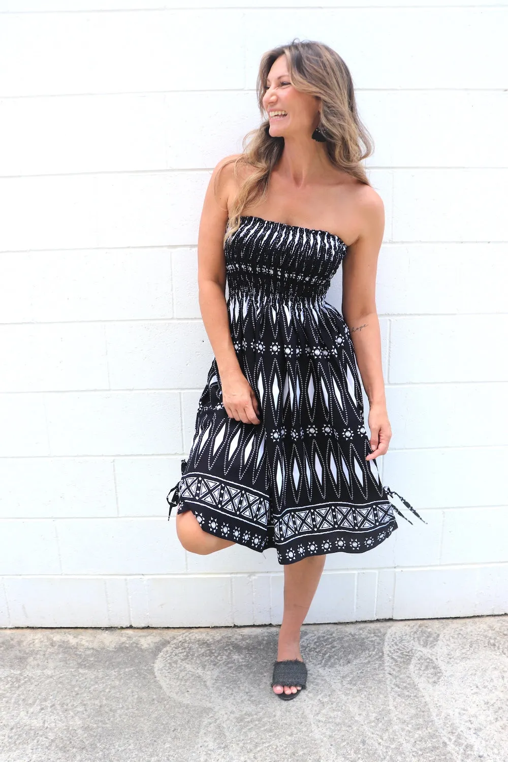 Strapless Beach Dress/Skirt in Black Diamond