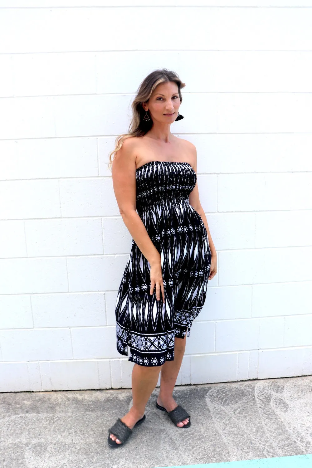 Strapless Beach Dress/Skirt in Black Diamond