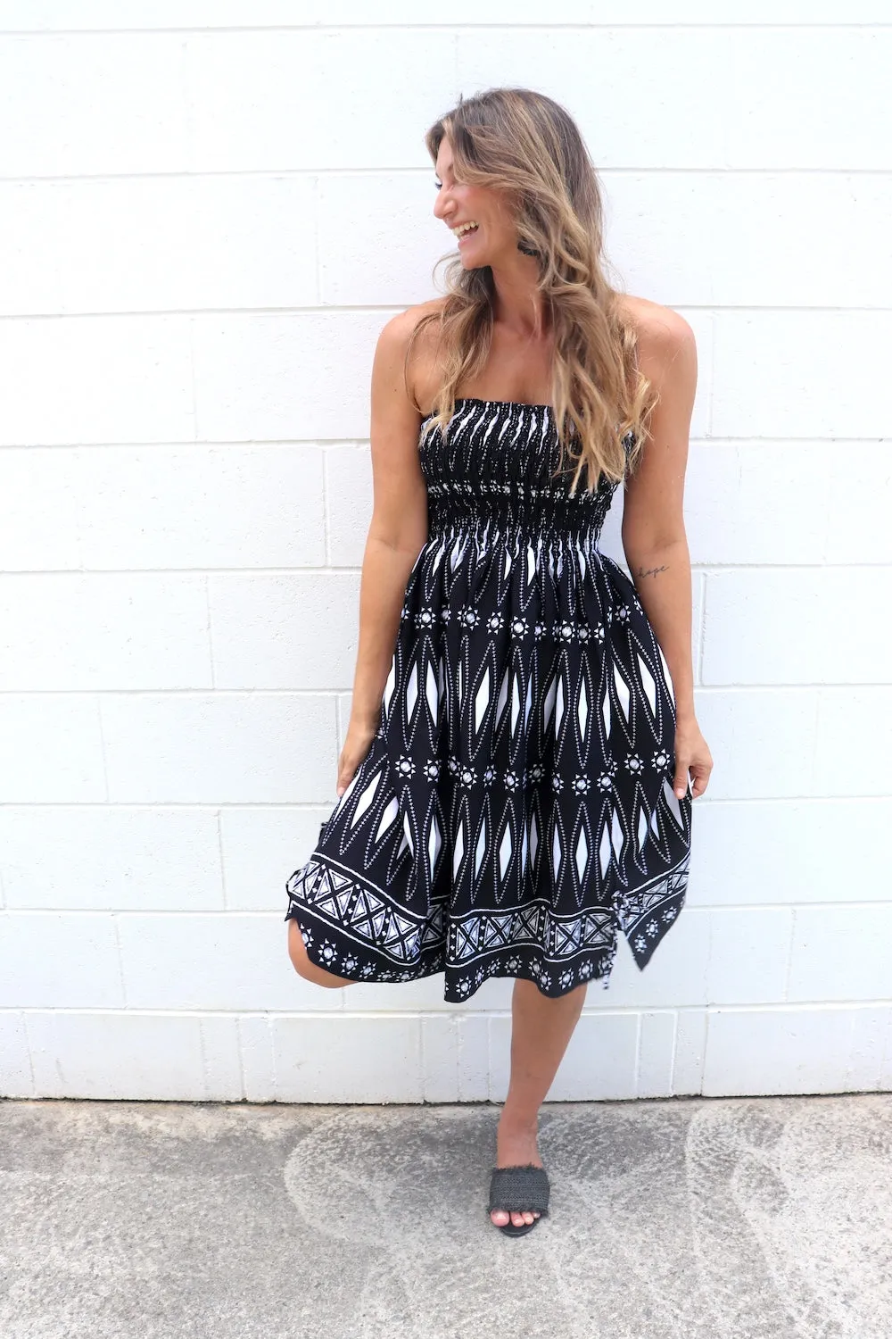 Strapless Beach Dress/Skirt in Black Diamond