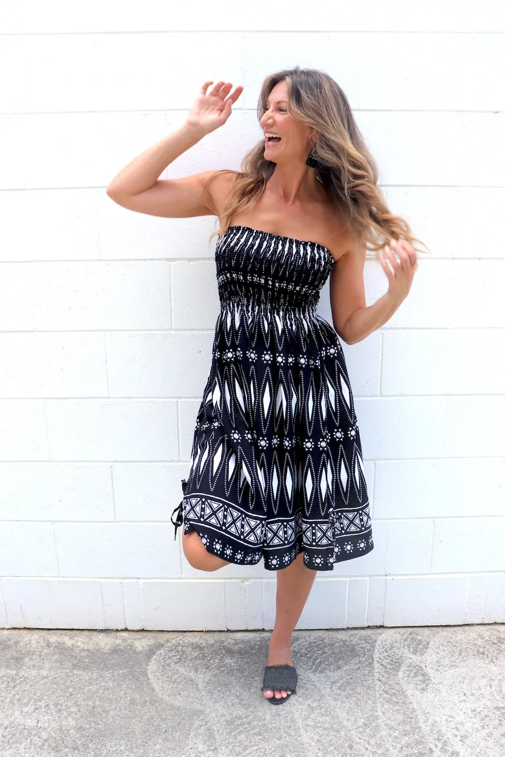 Strapless Beach Dress/Skirt in Black Diamond