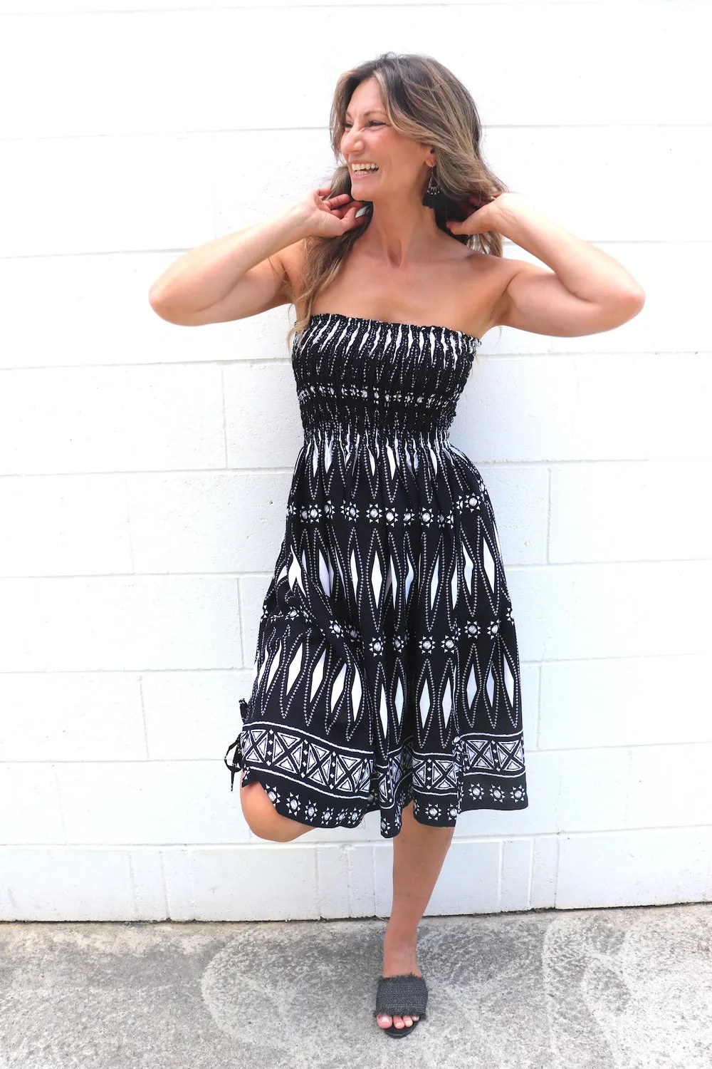 Strapless Beach Dress/Skirt in Black Diamond