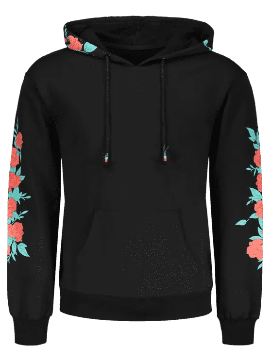 Trendy Pullover Floral Print Hoodie