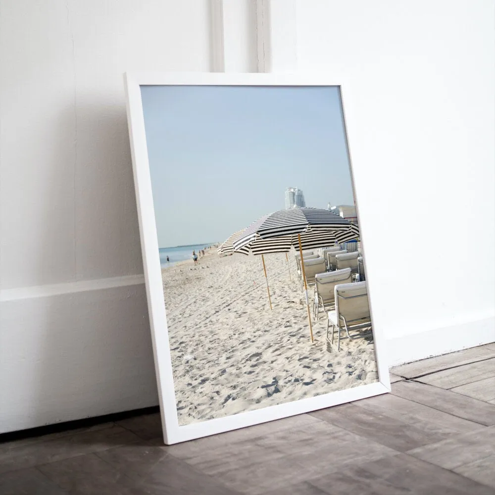 Umbrellas On The Beach Photography PRINTABLE WALL ART, Beach Umbrella, Peaceful Wall Art, Neutral Wall Art, Modern Coastal Wall Art