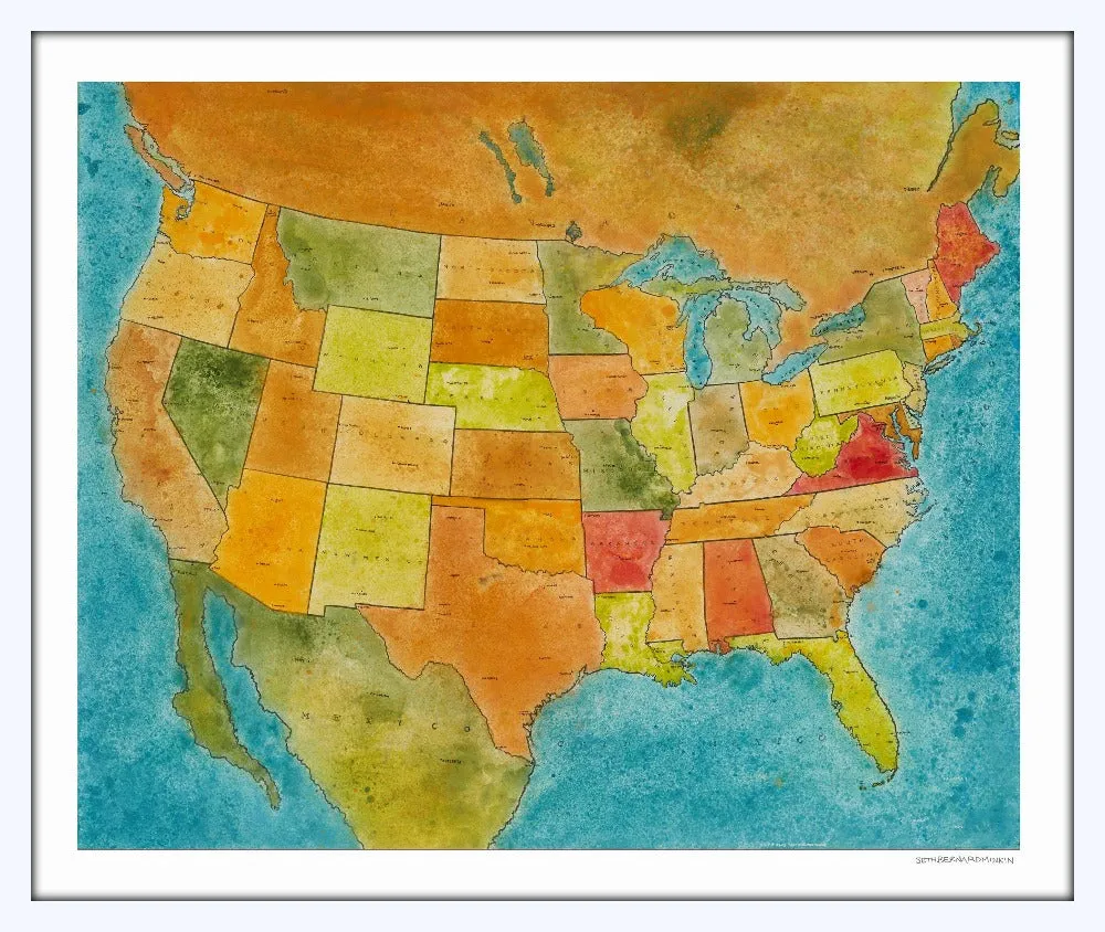 [united states map][limited edition print by seth b minkin]