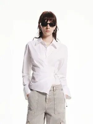 Waisted Tie Cropped Shirt