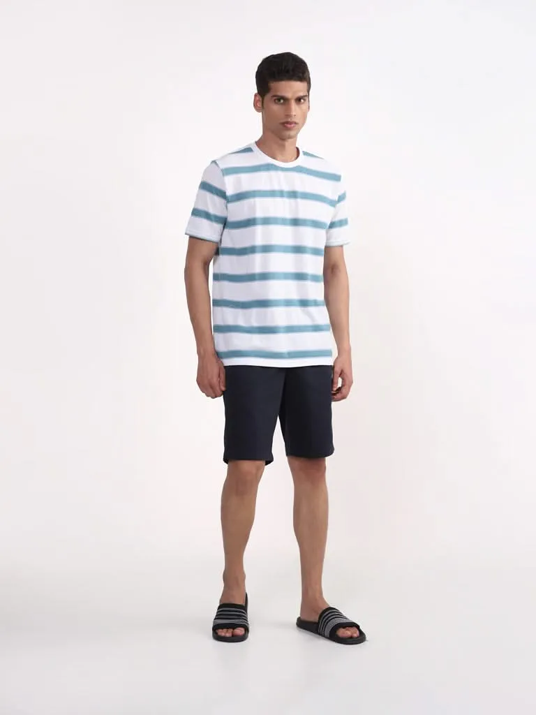 WES Lounge Light Blue Striped Relaxed-Fit T-Shirt