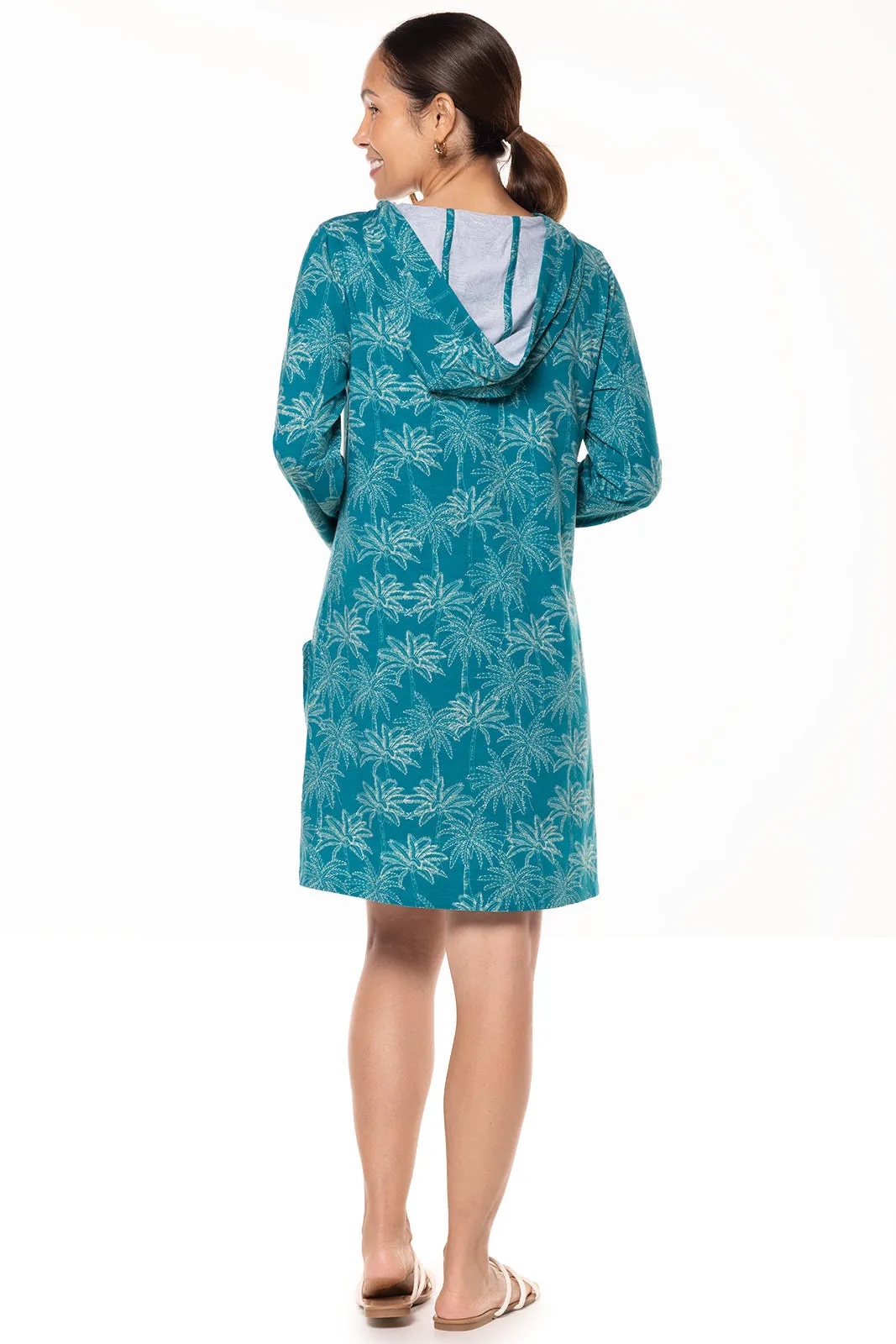 Women's Catalina Beach Cover-Up Dress  |  Tahitian Teal Swaying Palms